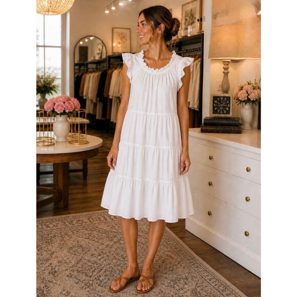 J.Crew Dresses & Skirts - J. Crew White Sundress Women's Size Small Tiered Flowy Ruffles Coastal Summer